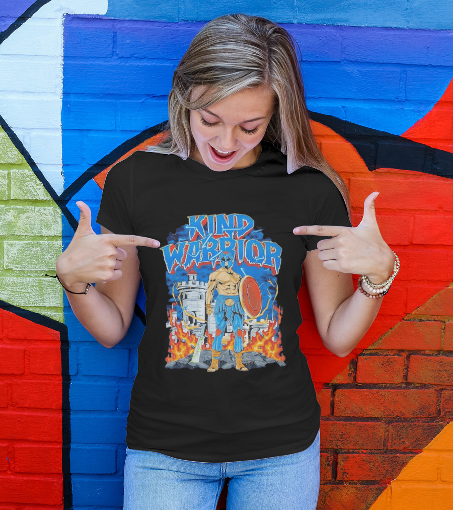 Kind Warrior Castle Flames Comic Hero T-Shirt