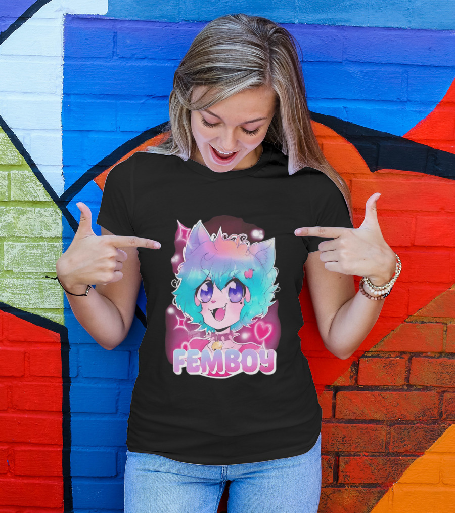 Femboy Anime Pastel Cat Ears Kawaii Aesthetic Cute T-Shirt