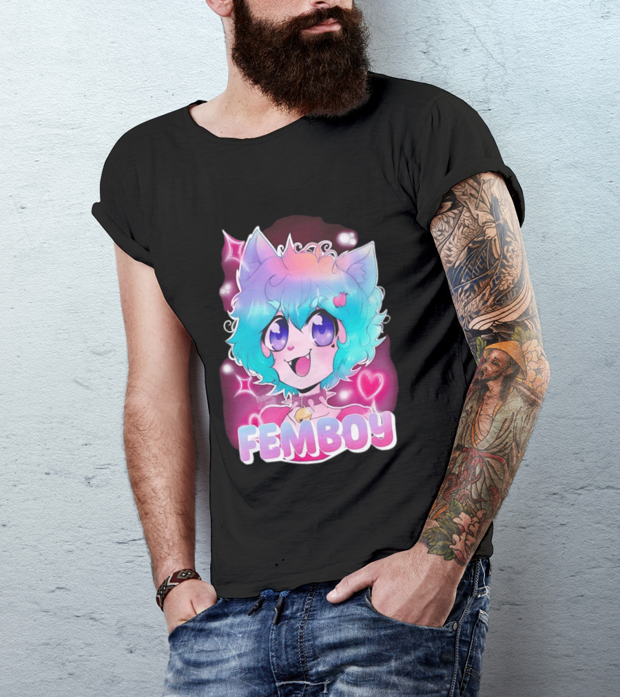 Femboy Anime Pastel Cat Ears Kawaii Aesthetic Cute T-Shirt