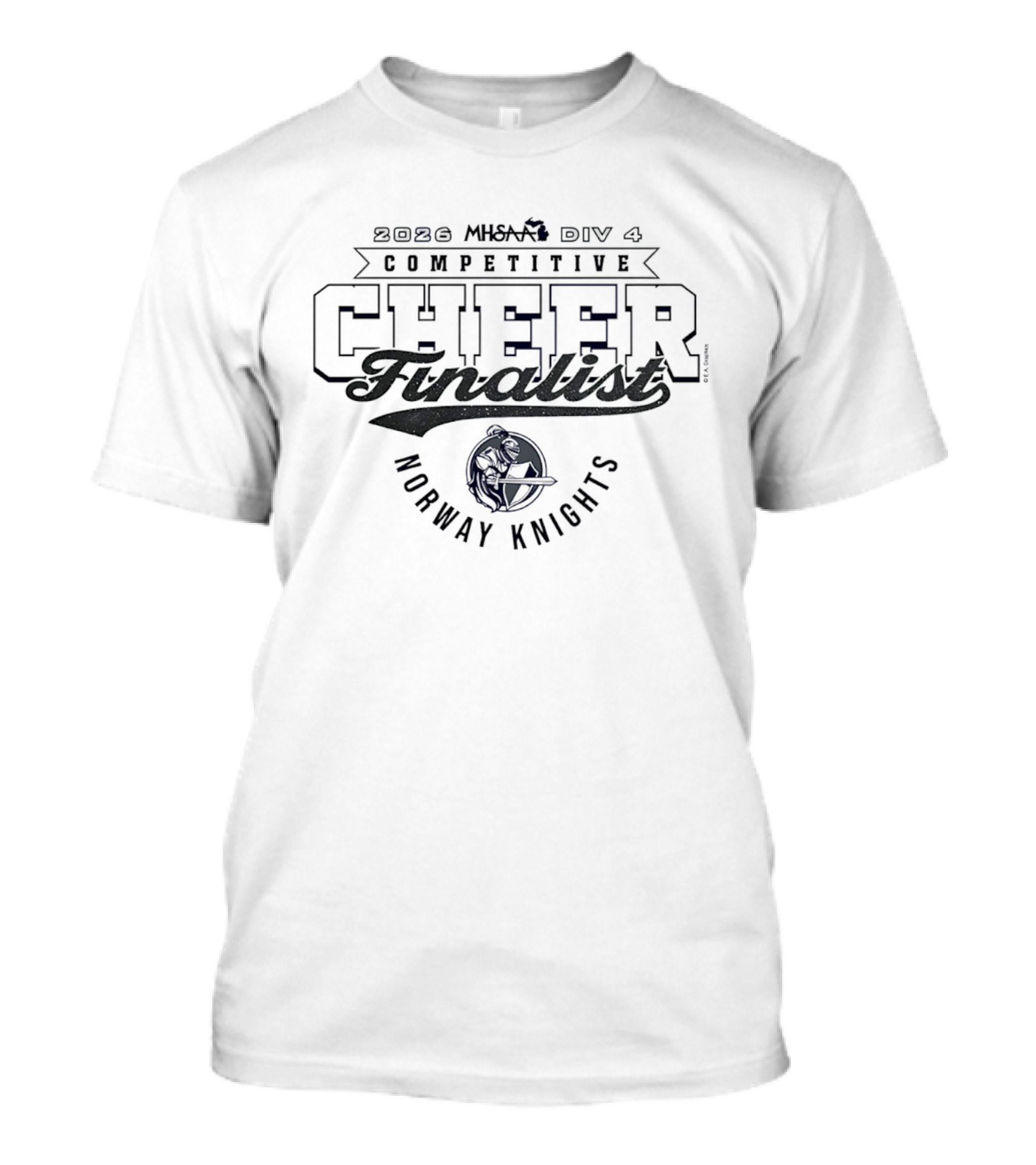2026 MHSAA Competitive Cheer D4 Finalist Norway Knights T-Shirt