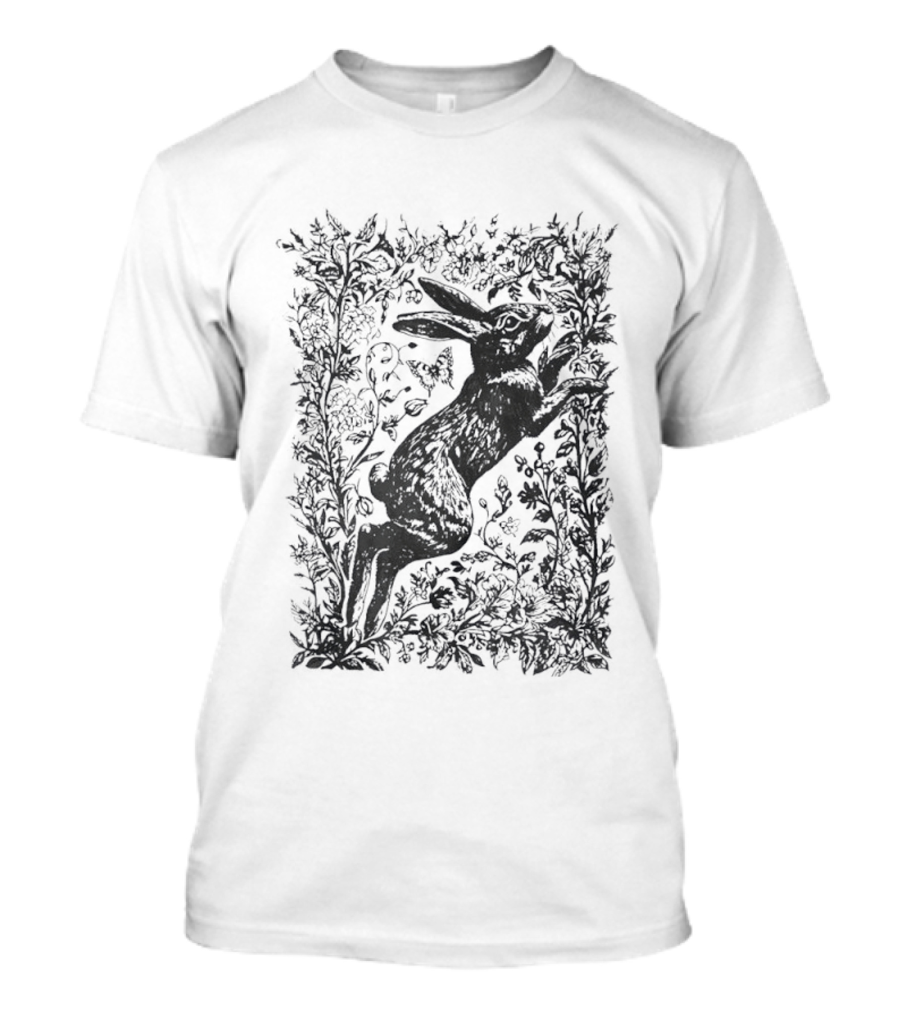 Rabbit Among Flowers Vintage Cottagecore T-Shirt
