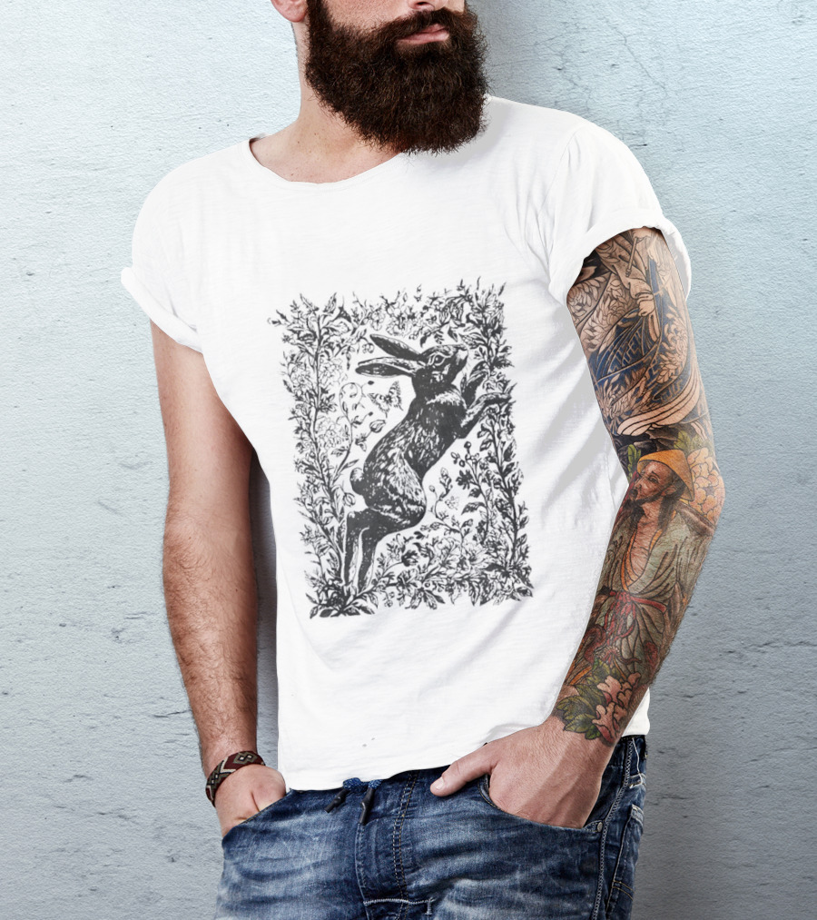 Rabbit Among Flowers Vintage Cottagecore T-Shirt