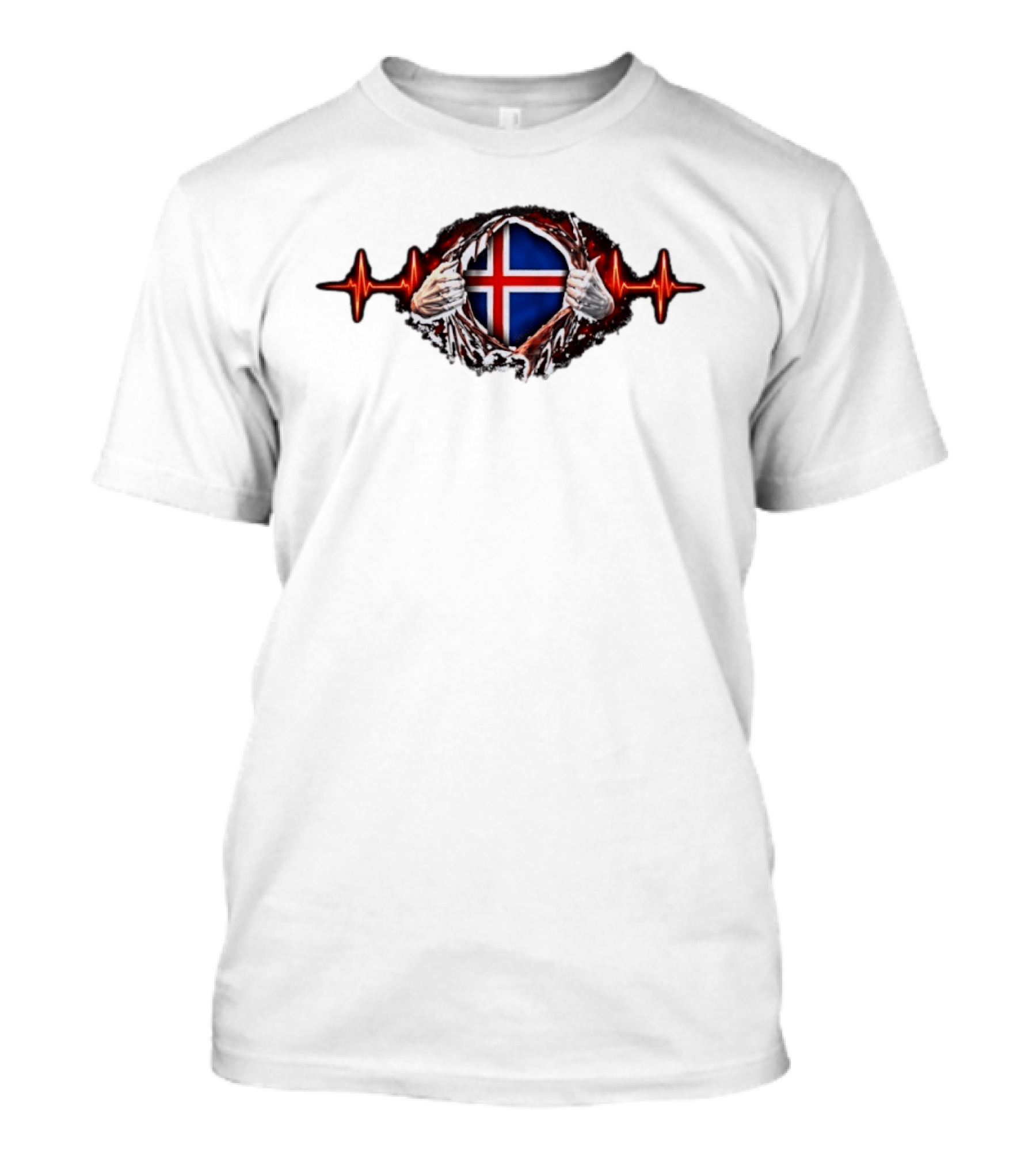 Iceland Heartbeat Flag Reality Glitch T-Shirt