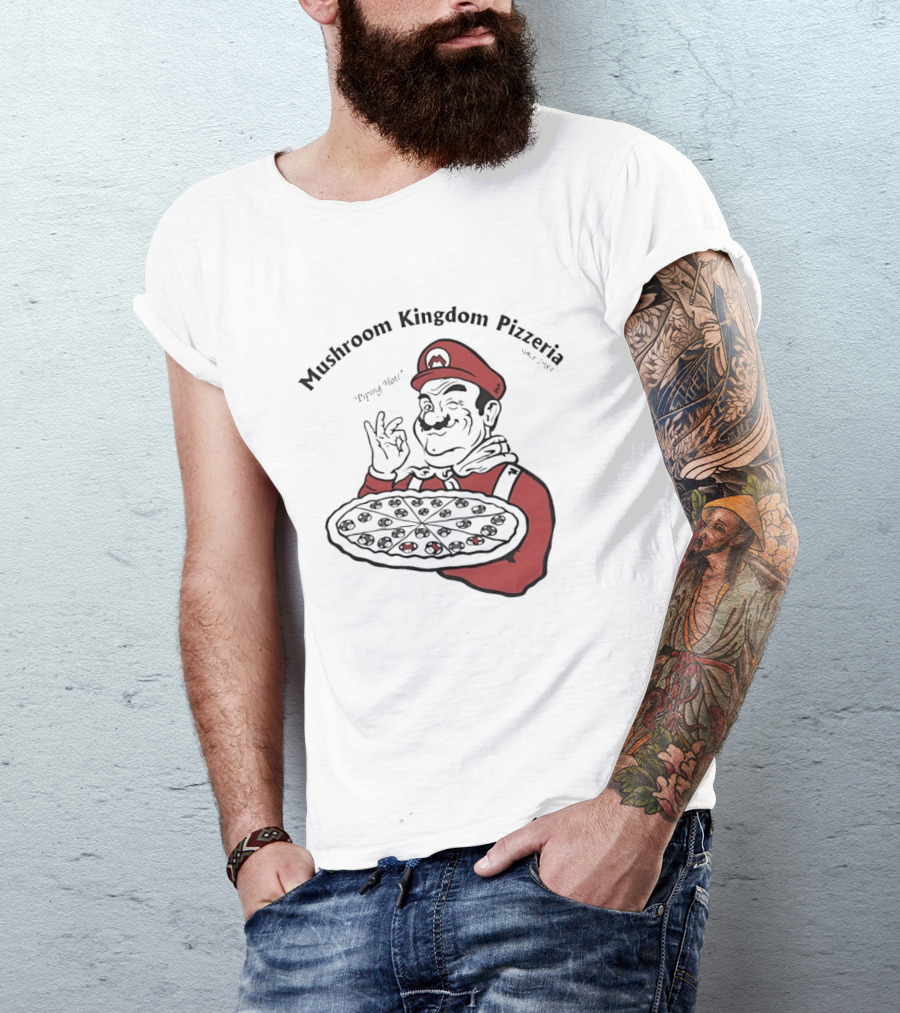 Mushroom Kingdom Pizzeria Funny Pizza Chef Winking Gesture Gaming Fan T-Shirt