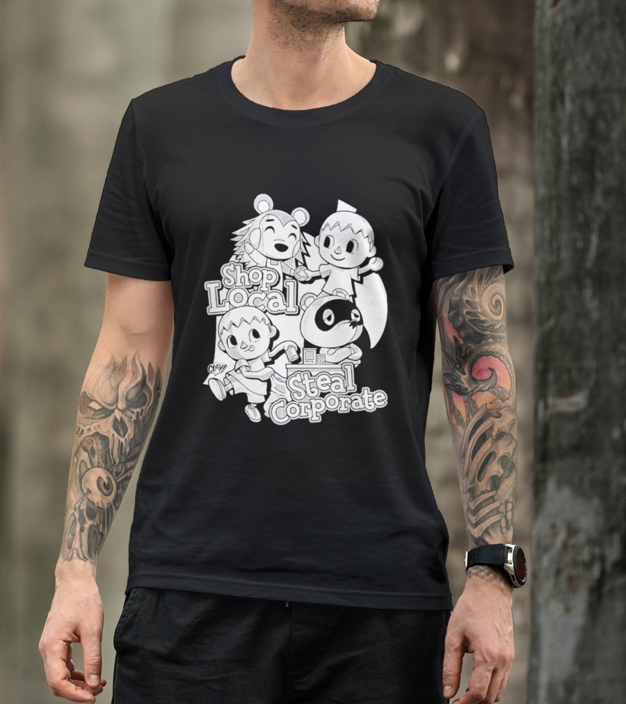 Shop Local Steal Corporate Clay Cartoon Characters T-Shirt