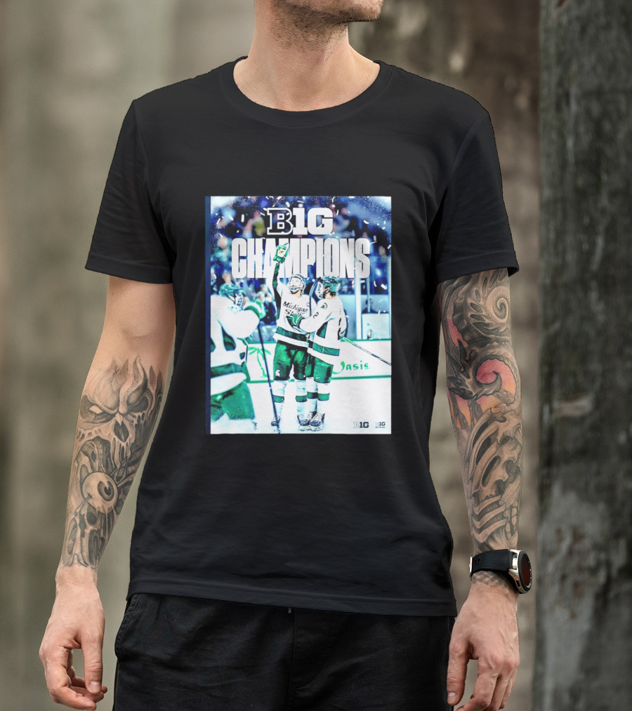 B1G Champions Michigan State Spartans Ice Hockey 2026 B1G Men's Hockey Regular Season Champs Back To Back T-Shirt