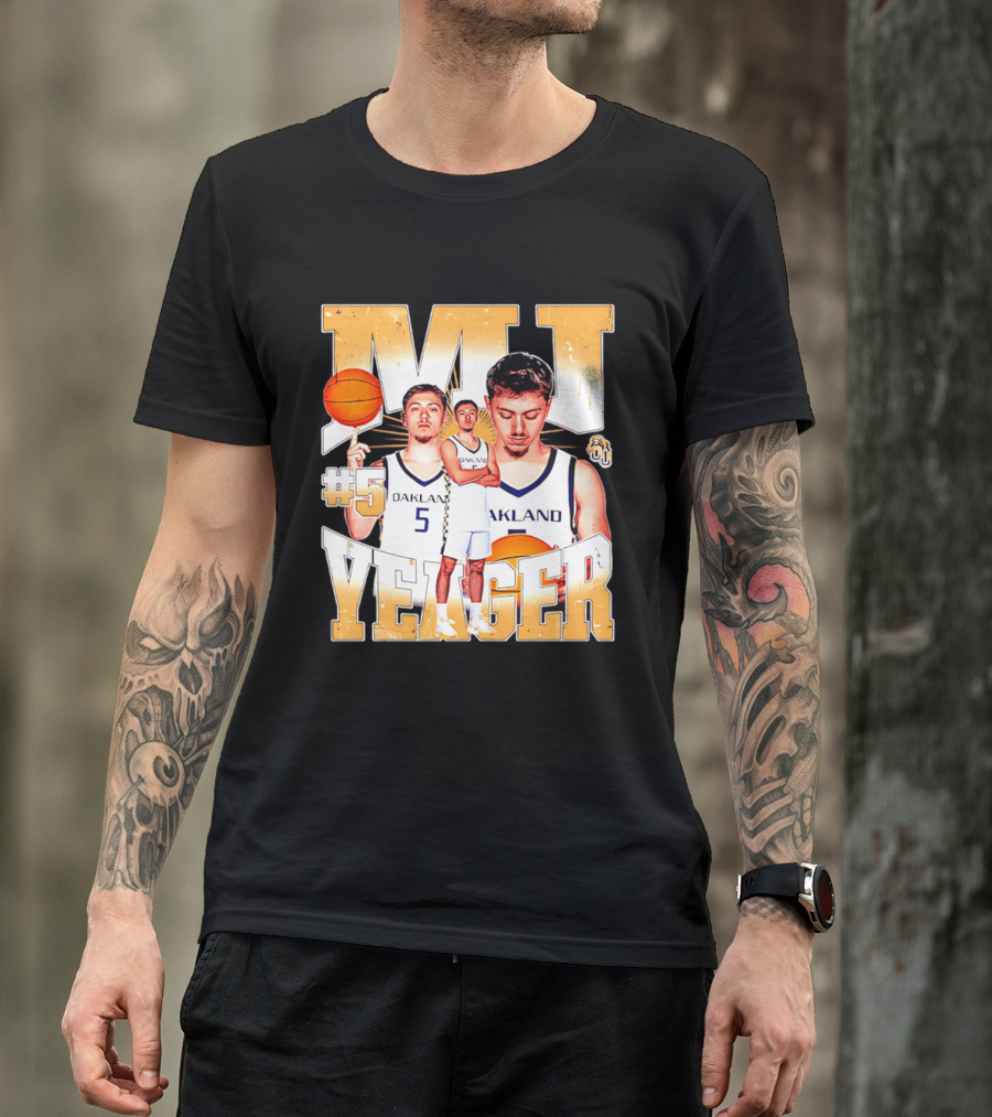 MJ Yeager Oakland Basketball #5 NCAA Player Collage T-Shirt