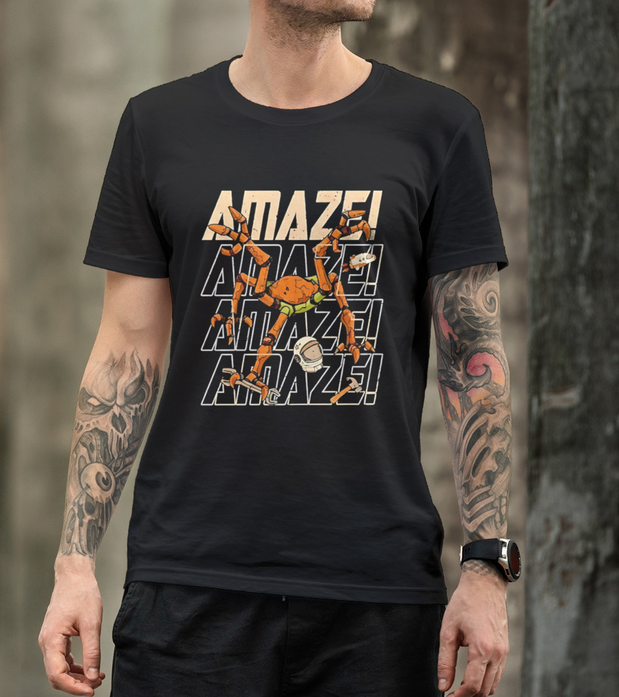 Project Hail Mary 2026 Rocky Amaze! Repeated Text With Orange Crab Robot T-Shirt