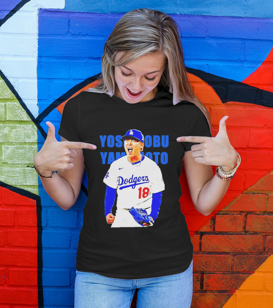 Yoshinobu Yamamoto Los Angeles Dodgers 18 Scream T-Shirt