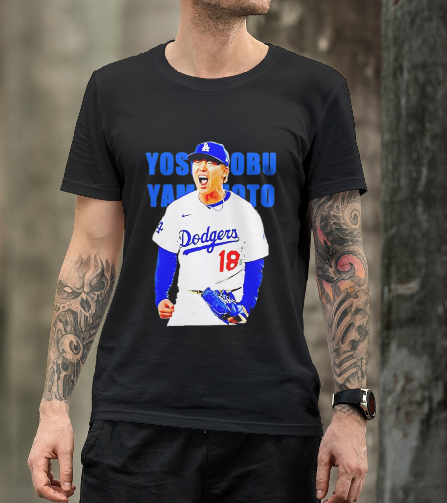 Yoshinobu Yamamoto Los Angeles Dodgers 18 Scream T-Shirt