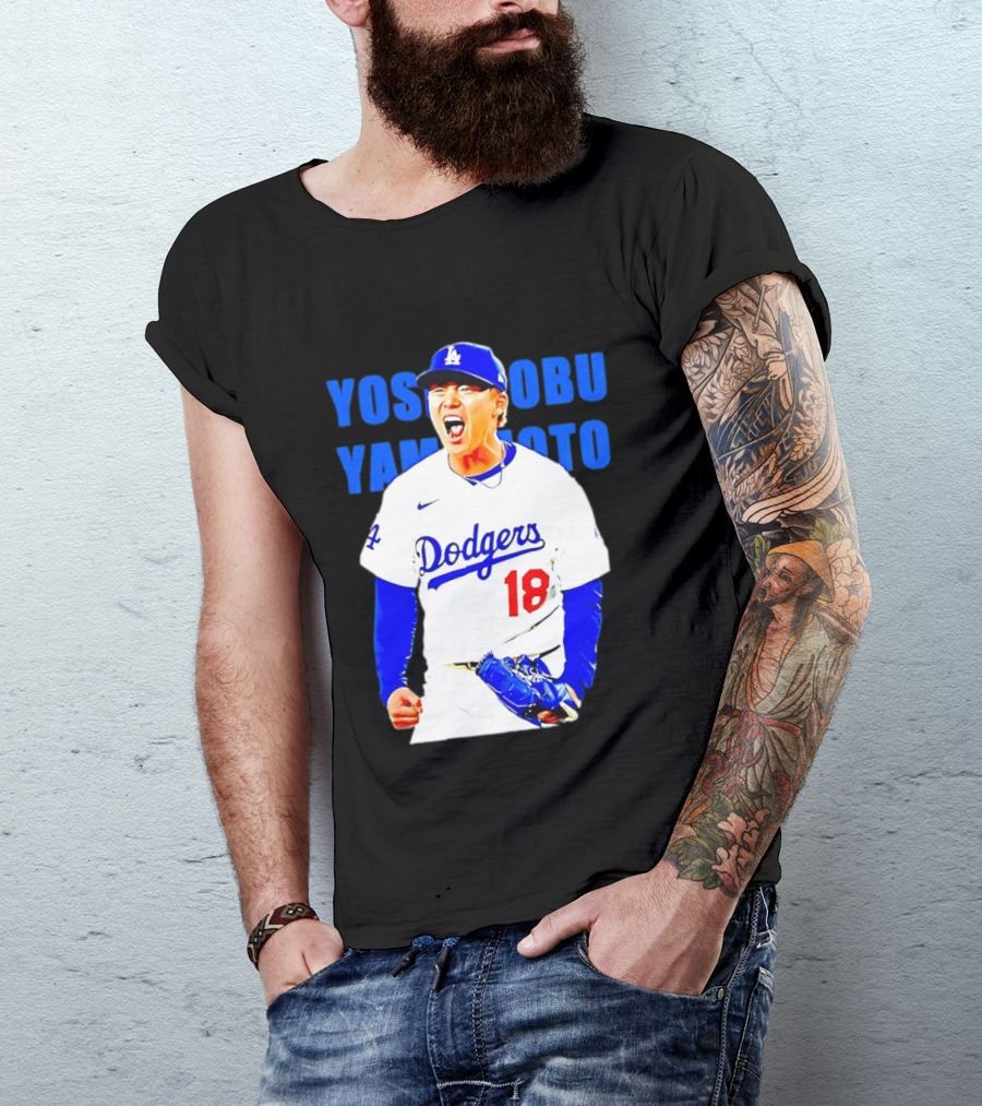 Yoshinobu Yamamoto Los Angeles Dodgers 18 Scream T-Shirt