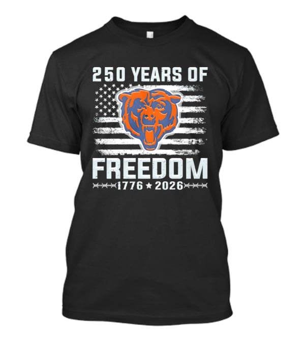 Chicago Bears 250 Years Of Freedom 1776 2026 American Flag T-Shirt