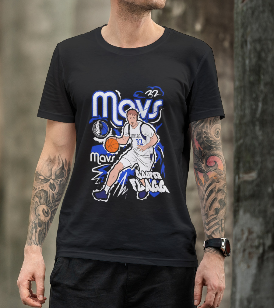 Mavs 32 Cooper Flagg Dallas Mavericks Basketball Player Paint T-Shirt