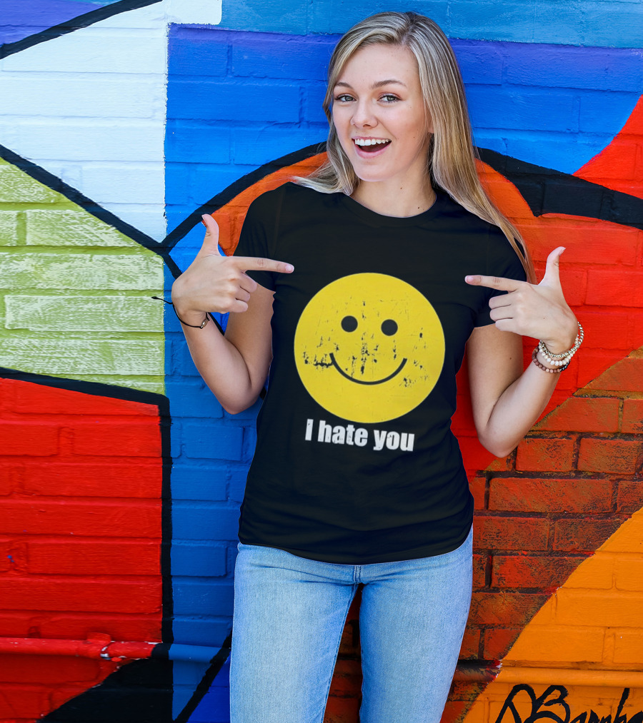 Harry I Hate You Smiley Face Distressed Grunge T-Shirt