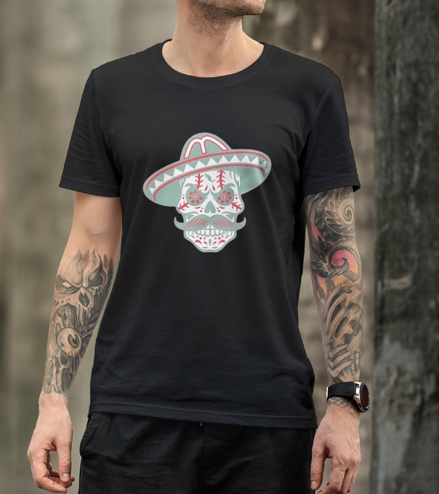Sugar Skull Sombrero Baseball Team Mexico Nacho Alvarez Jr T-Shirt