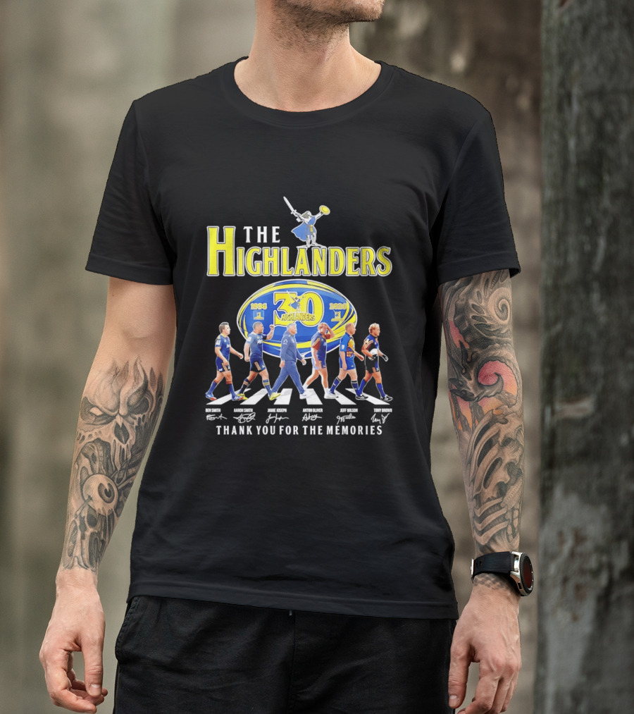 The Highlanders 30th Anniversary 1996 2026 Thank You For The Memories Rugby Players And Swordman Abbey Road T-Shirt