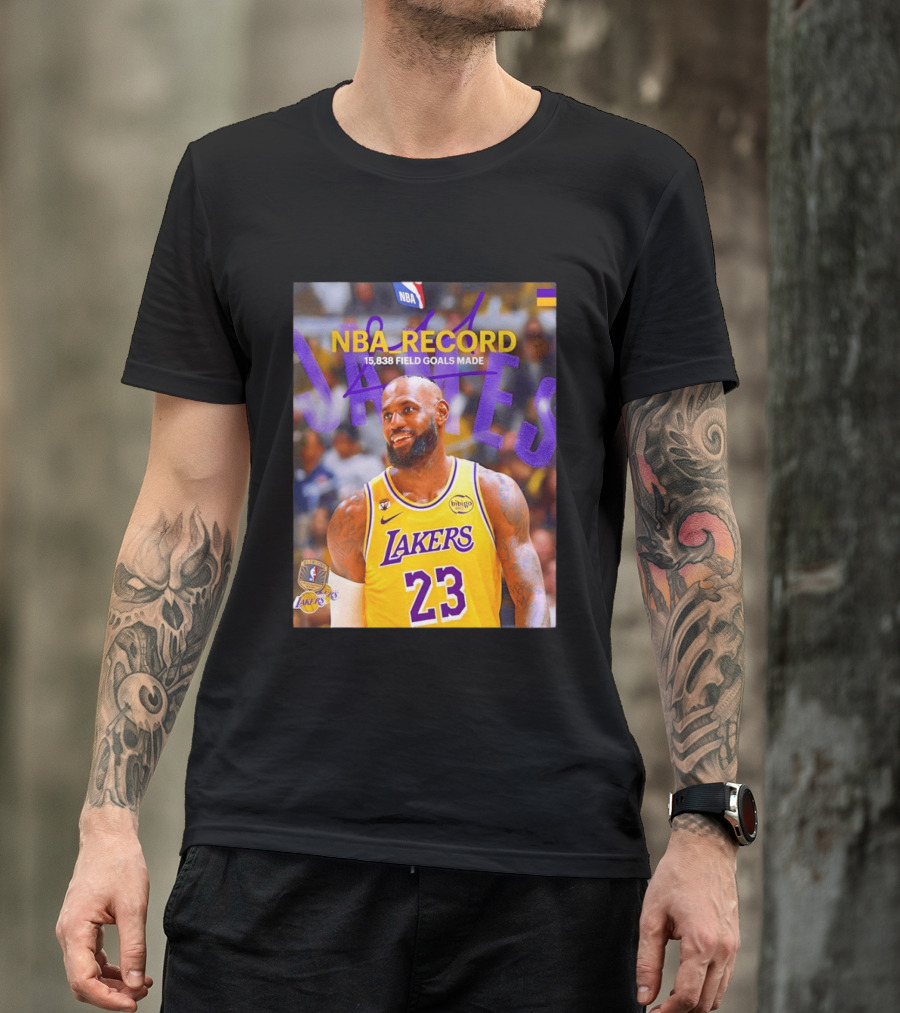 NBA Record LeBron James 15838 Field Goals Made Lakers 23 T-Shirt