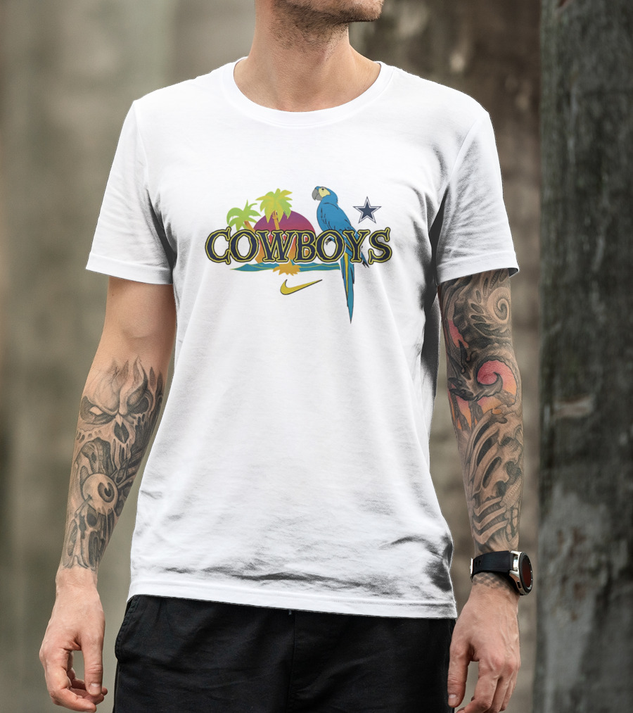 Cowboys Tropical Sunset Parrot Nike Star T-Shirt