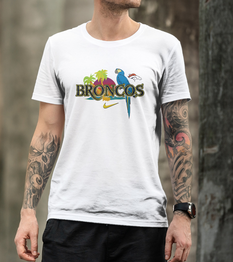 Denver Broncos Parrot Nike Tropical Vibes It's 5 O' Somewhere T-Shirt
