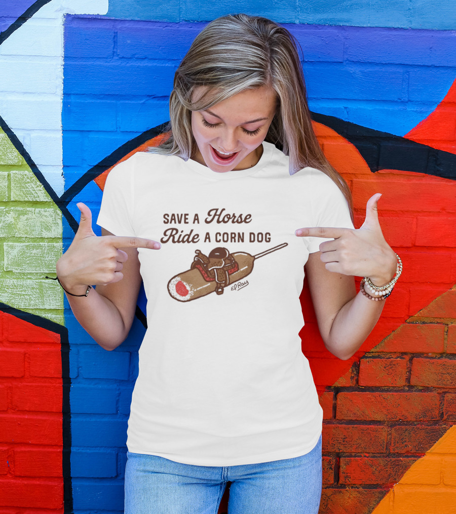 Save A Horse Ride A Corn Dog Cowboy Saddle Humor T-Shirt