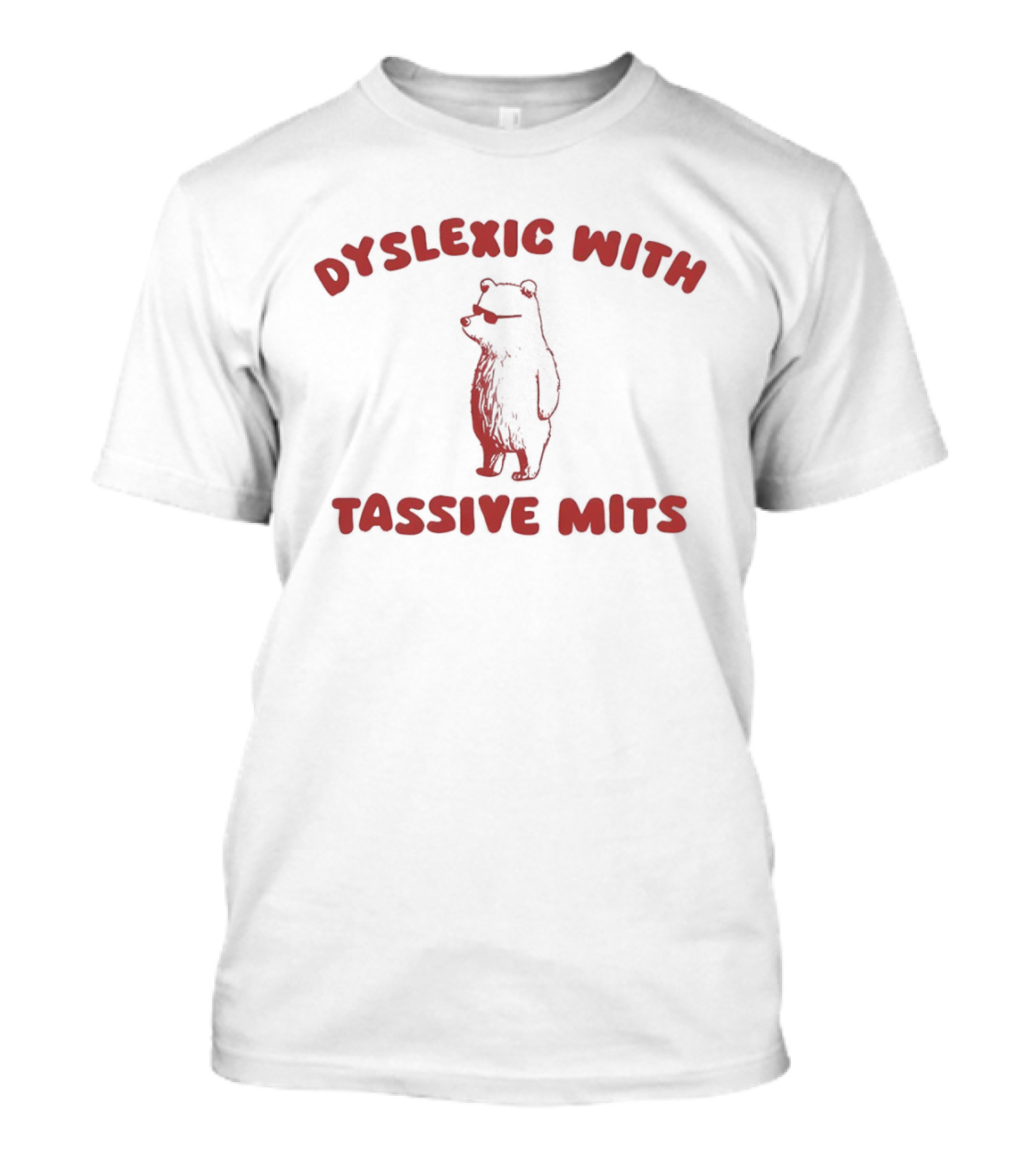 Dyslexic With Tassive Mits Massive Tits Bear T-Shirt