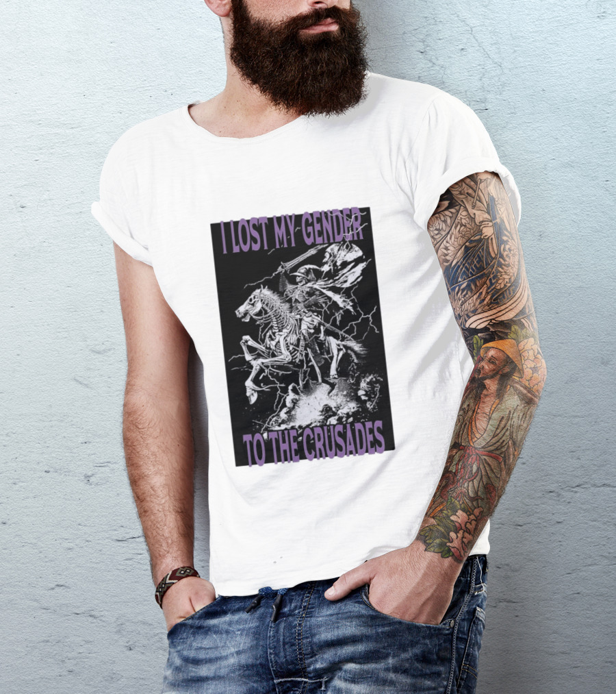 I Lost My Gender To The Crusades Skeleton Riding Horse Skeleton T-Shirt