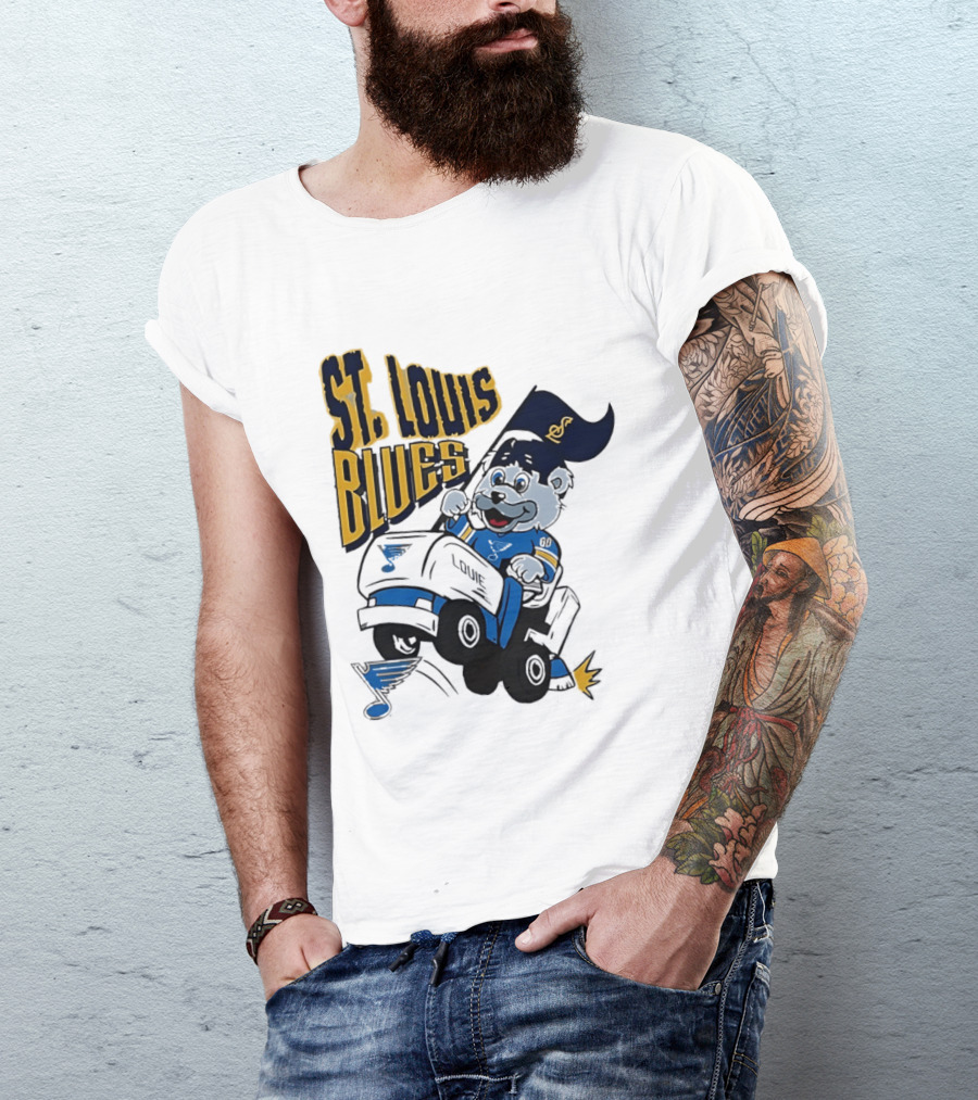 St Louis Blues Hockey Zamboni Bear Driving T-Shirt