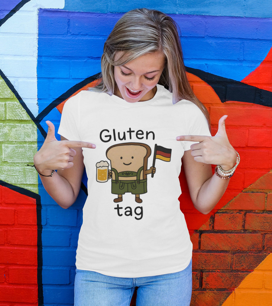 Gluten Tag Bread Character Lederhosen Beer German Flag T-Shirt