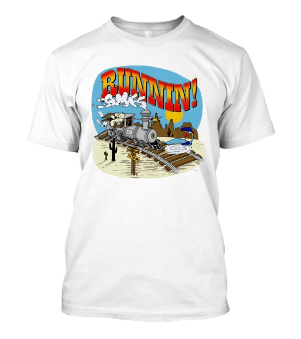 Runnin Road Runner Wile E. Coyote Train Desert Chase Adventure T-Shirt