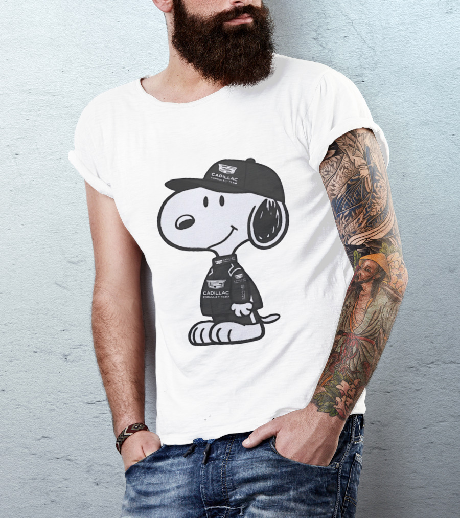 Peanuts Snoopy Cadillac Formula 1 Team Racing Outfit T-Shirt