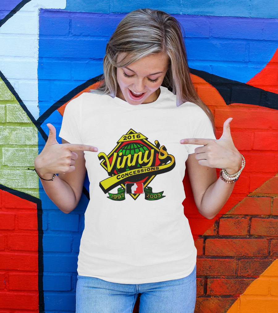 Vinny's Concessions 1997 2003 2016 Globe Ribbon T-Shirt