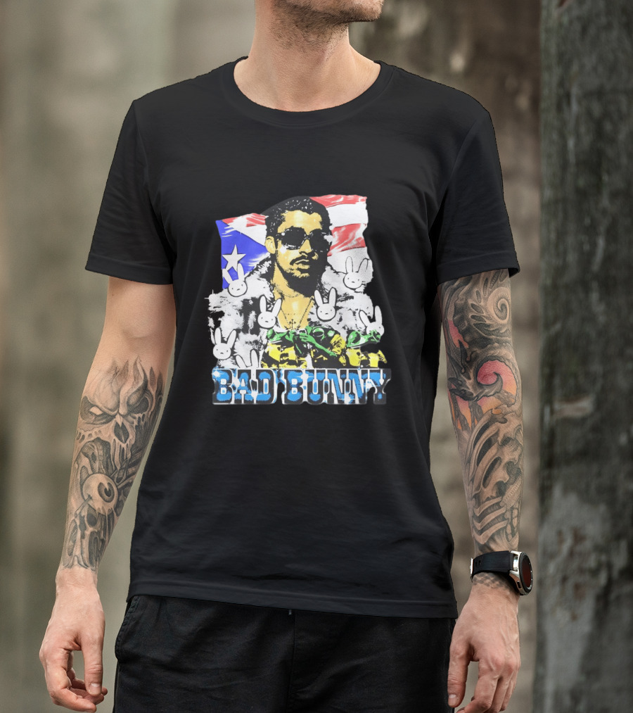 Bad Bunny Puerto Rican Flag Bunny Icon Latin Music T-Shirt