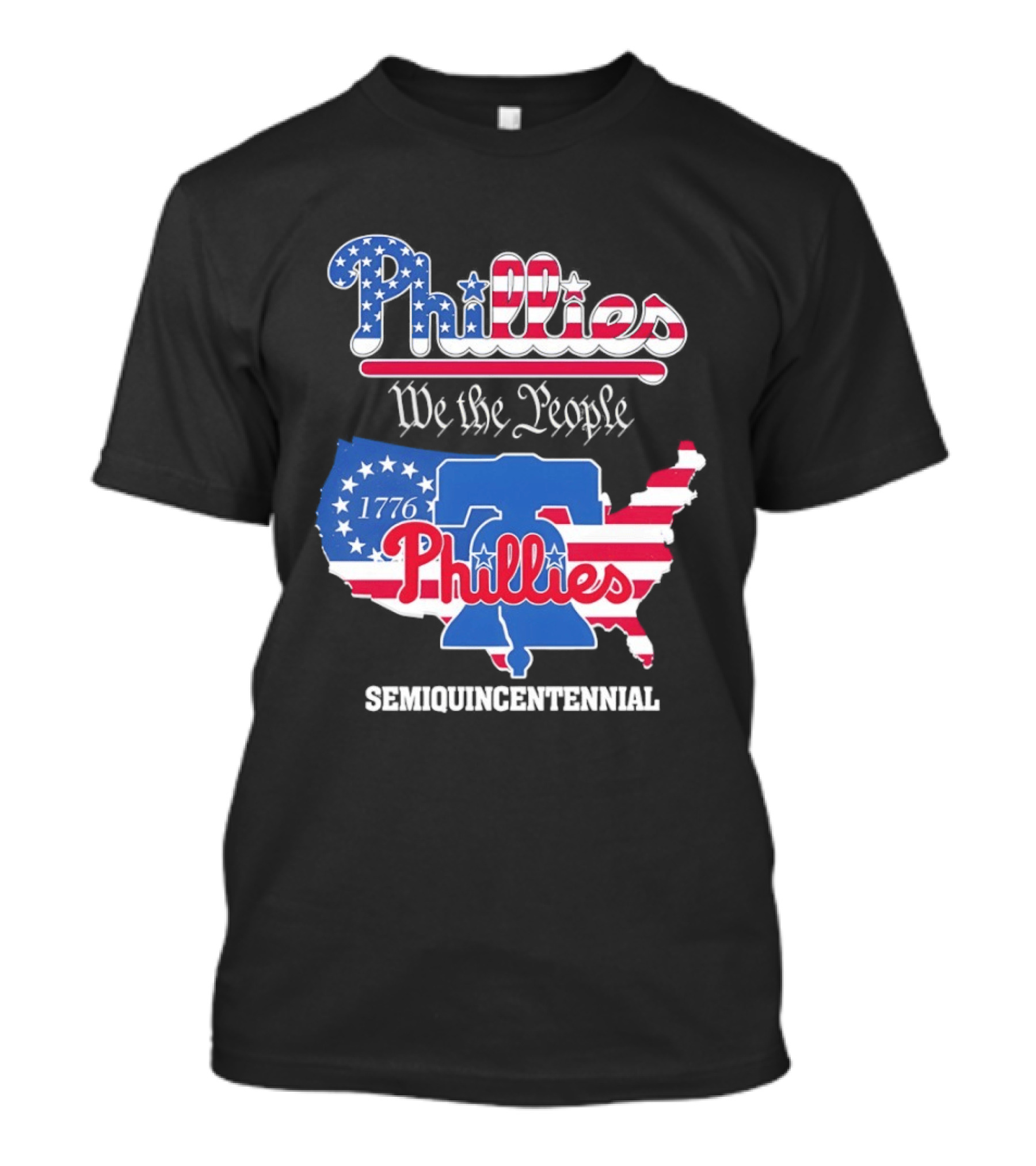 Philadelphia Phillies 1776 We The People Semiquincentennial USA Map Liberty Bell T-Shirt