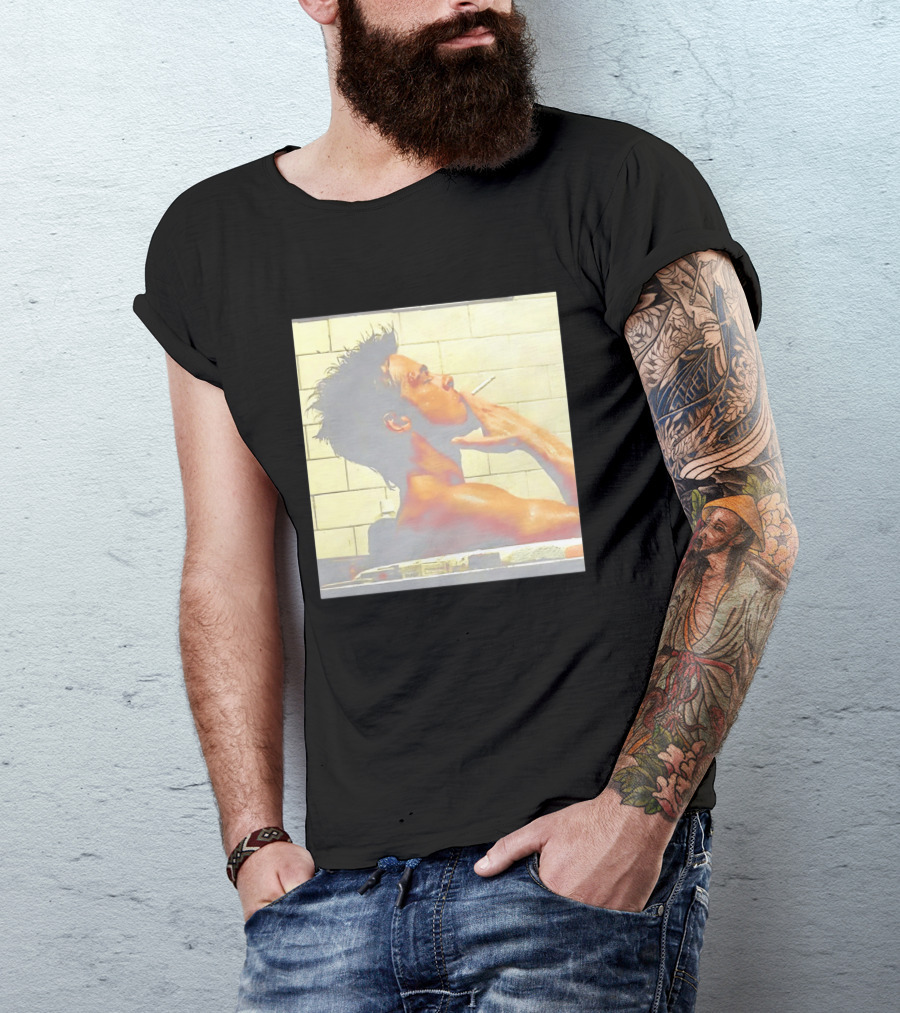 Brad Pitt Fight Club Bathroom Scene Smoking T-Shirt