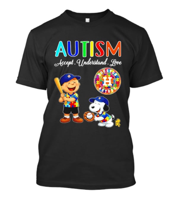 Autism Accept Understand Love Charlie Brown Snoopy Houston Astros MLB T-Shirt