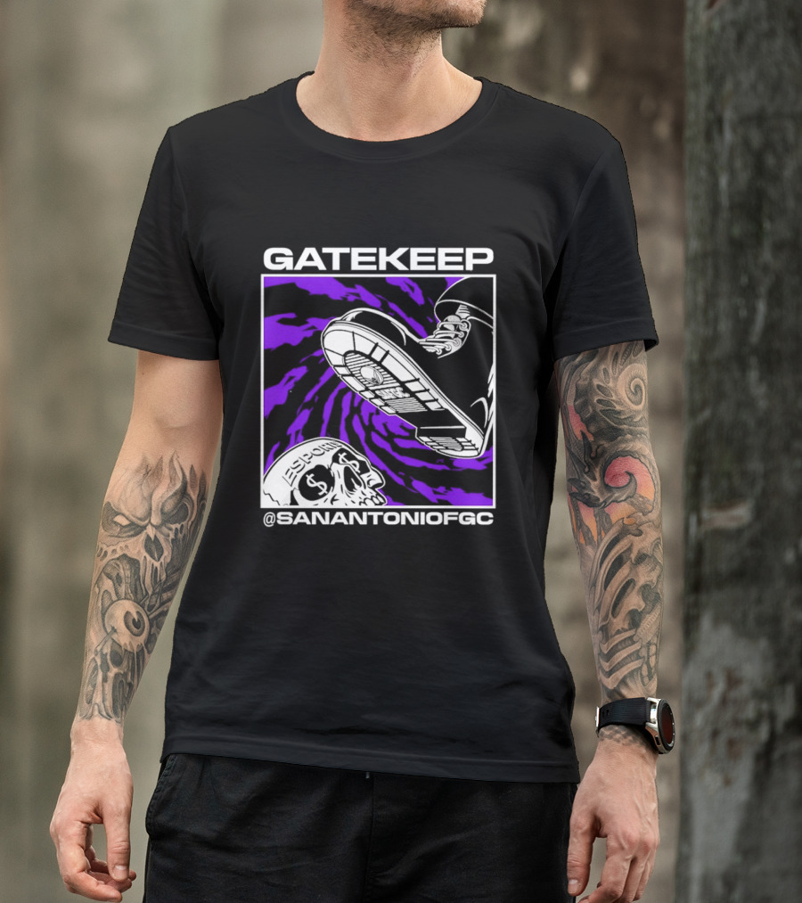 Gatekeep San Antonio Fighting Game Community Sneaker Skull T-Shirt