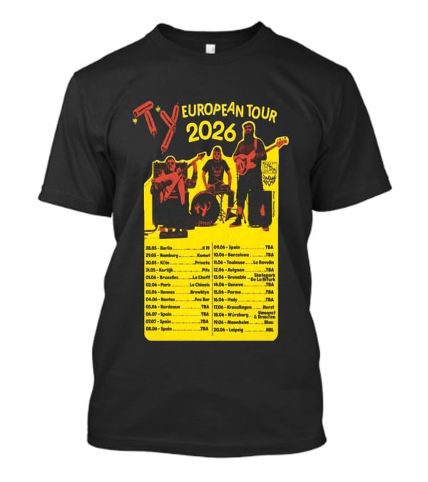 TY European Tour 2026 Band Tour Dates T-Shirt
