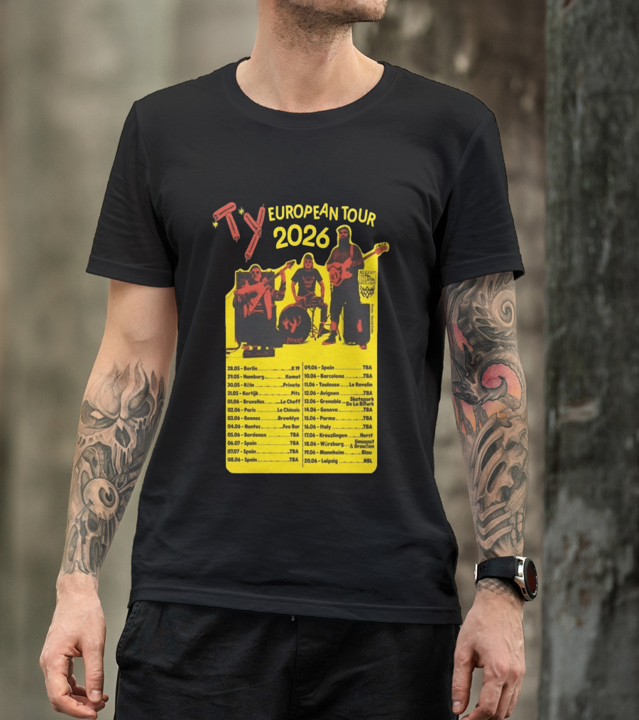 TY European Tour 2026 Band Tour Dates T-Shirt