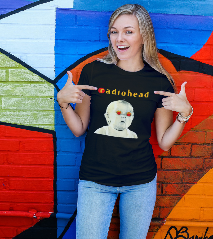 Radiohead Red Eyes Baby Face With Creepy Expression T-Shirt