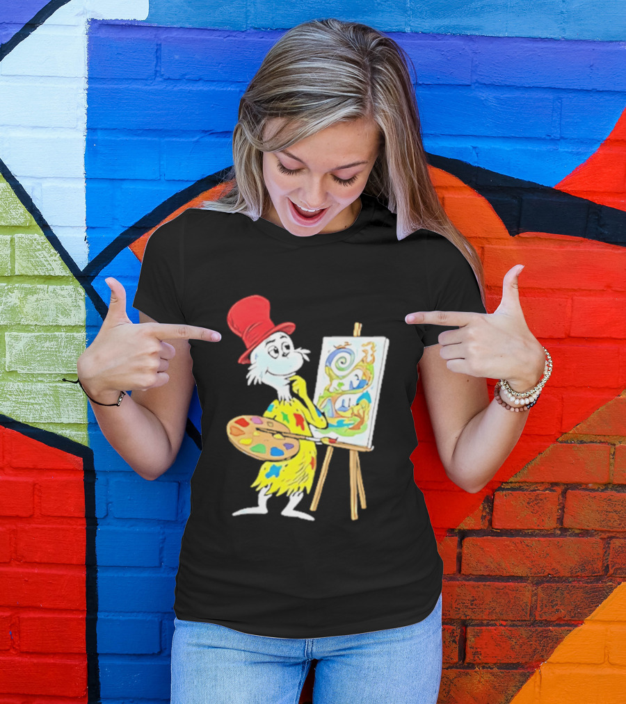 Sam I Am Red Hat Palette Painting Easel Whimsical Scene T-Shirt