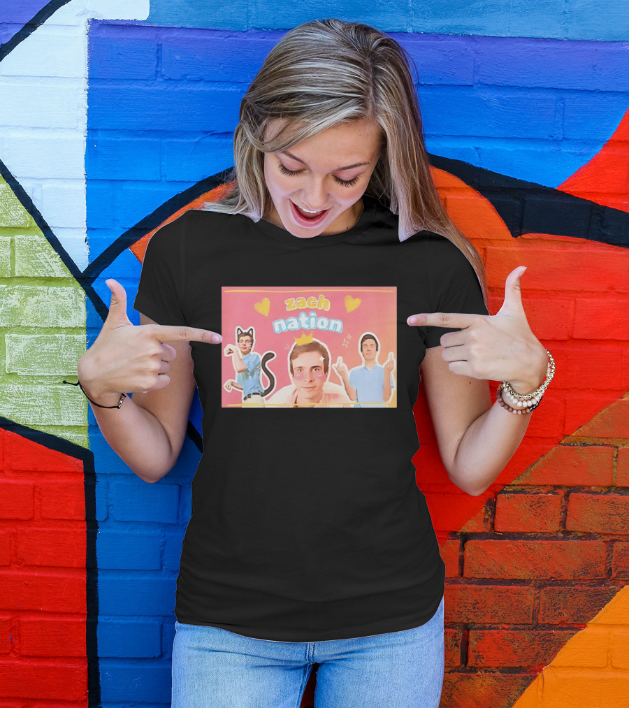 Zach Nation Zachary Sobania Cat Ears Crown Hearts Fun T-Shirt