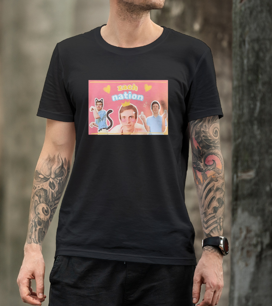 Zach Nation Zachary Sobania Cat Ears Crown Hearts Fun T-Shirt