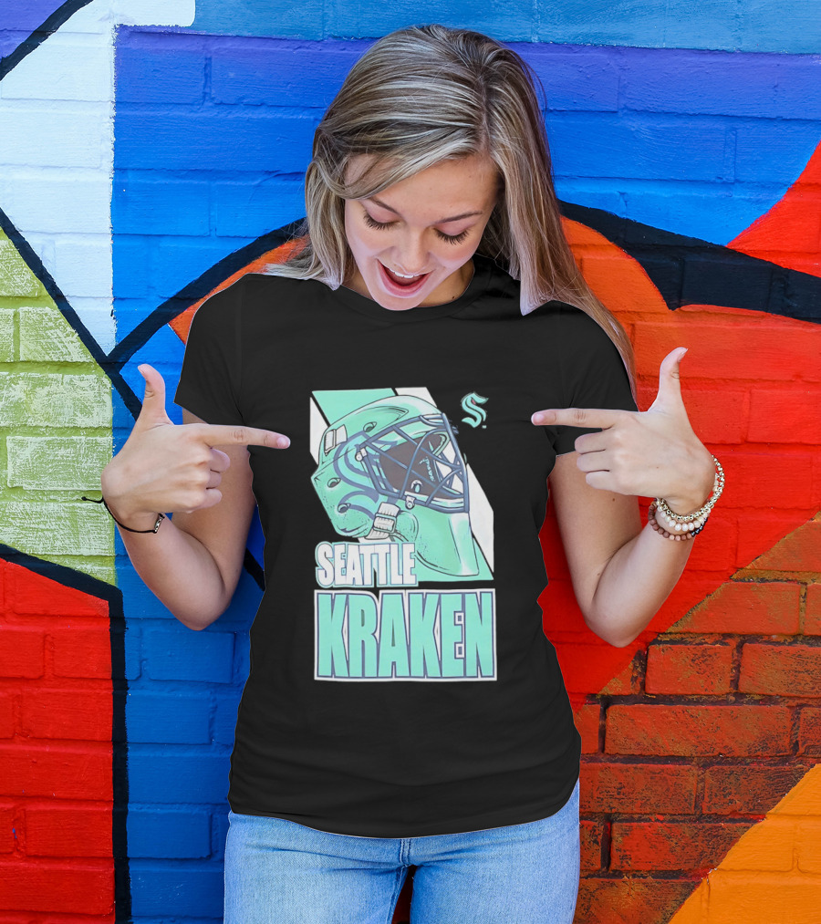 Seattle Kraken NHL Helmet Bucket Head Team T-Shirt