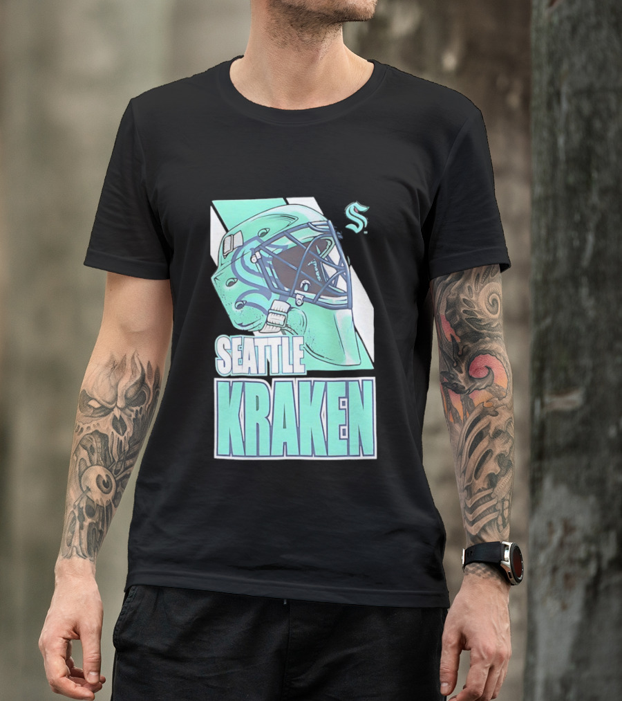 Seattle Kraken NHL Helmet Bucket Head Team T-Shirt