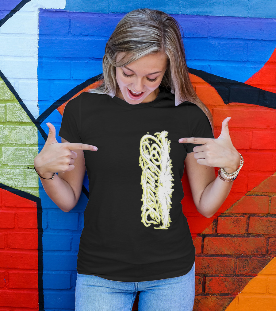 Ski Mask Script Neon Yellow Graffiti Style Vertical T-Shirt