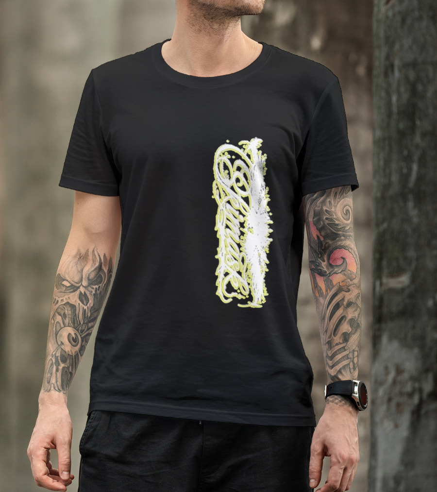 Ski Mask Script Neon Yellow Graffiti Style Vertical T-Shirt