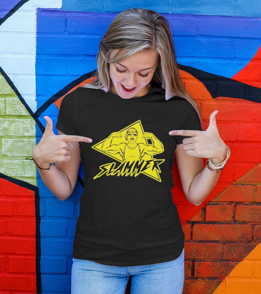 Slammer Muscle Man Headband Sunglasses Flexing Pose T-Shirt