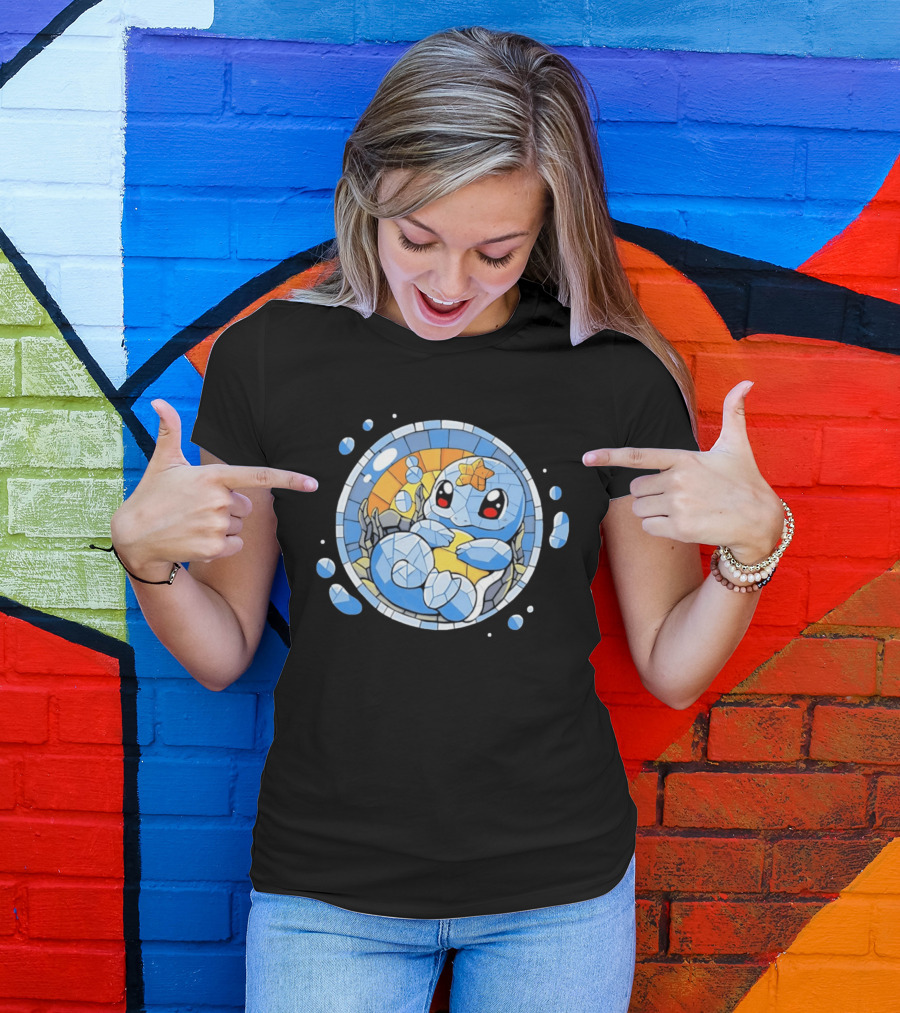 Squirtle Stained Glass Window Pokemon T-Shirt