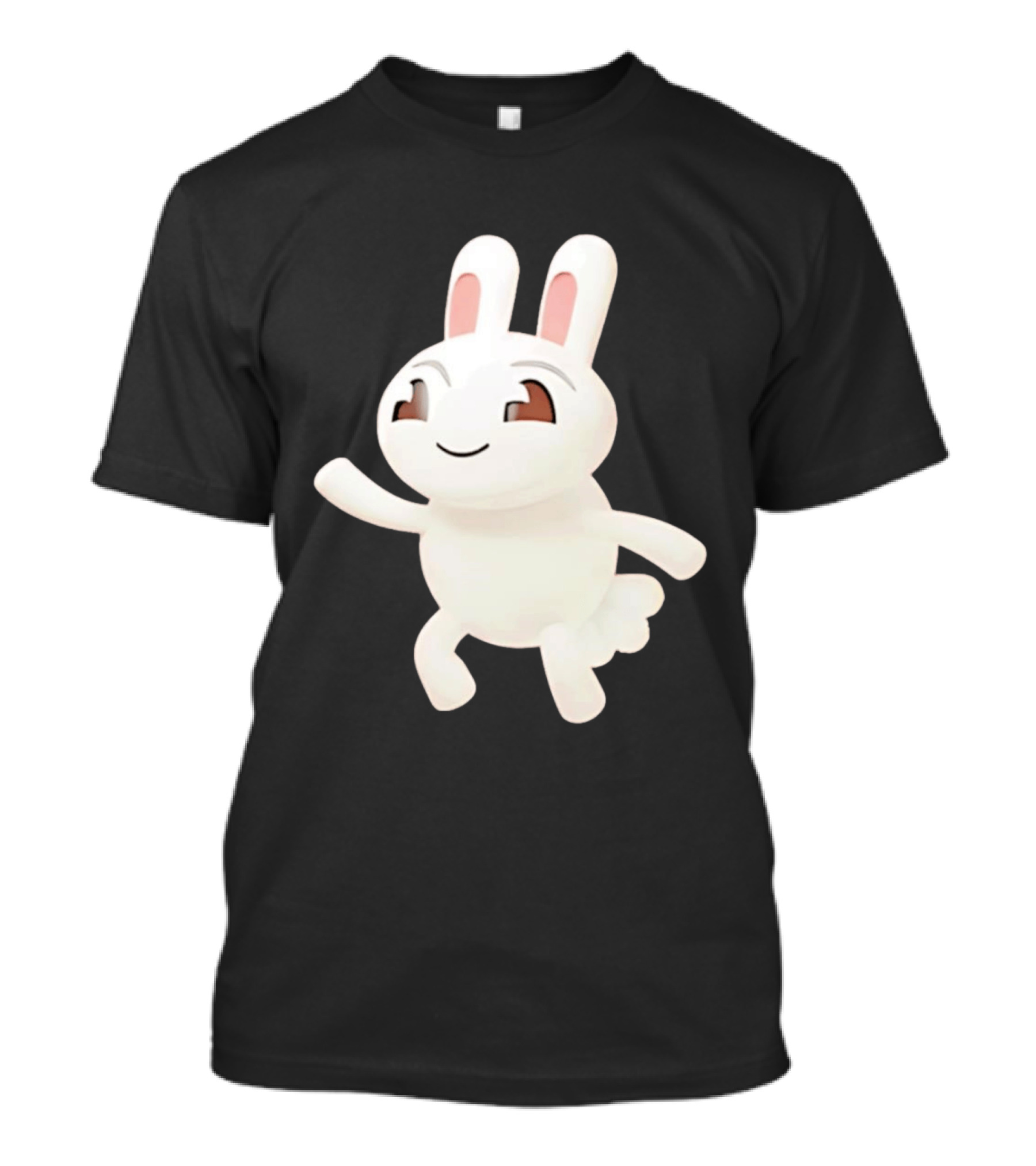 Cartoon Rabbit Waving Happy Bunny Character Cute Playful Pose T-Shirt