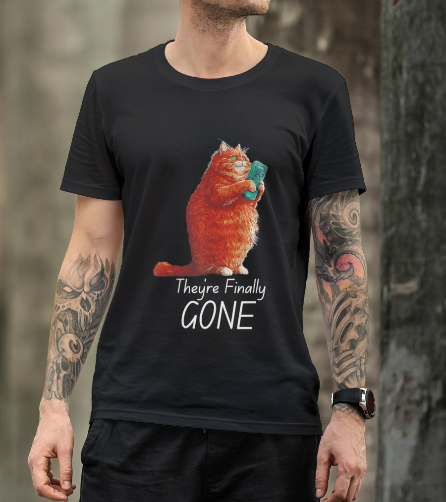 Cat They're Finally Gone Retro Video Game Console T-Shirt